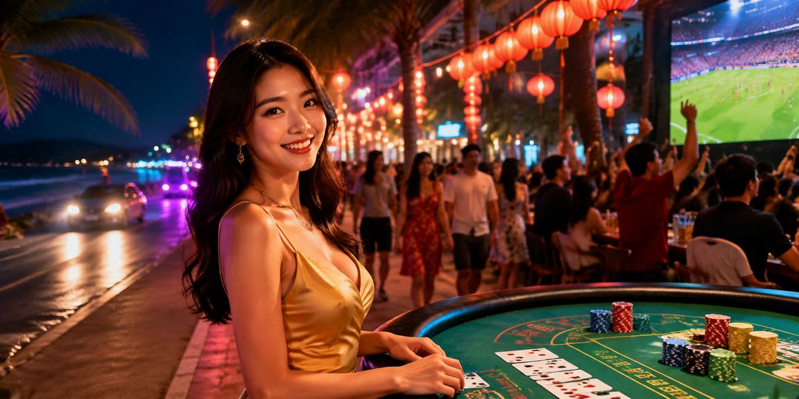 Chợ đêm Mũi Né với bối cảnh giải trí casino trực tuyến và người dùng Việt